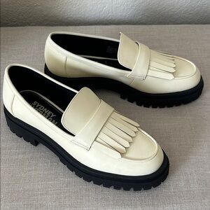 Gianni Bini Cream Fringe Loafers